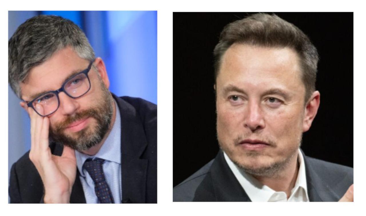 
	Il giornalista Stefano Feltri e il magnate Elon Musk

