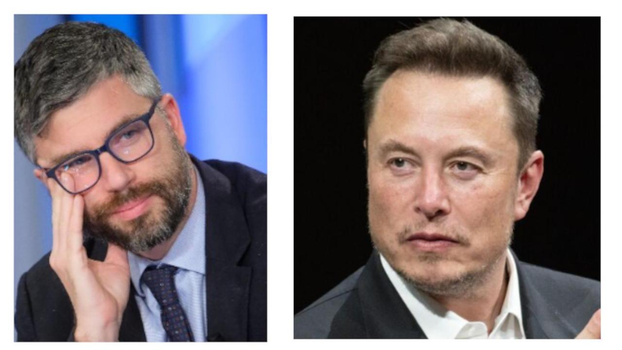 Il giornalista Stefano Feltri e il magnate Elon Musk