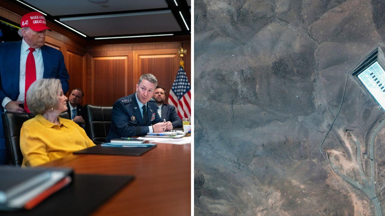 
	Trump e il suo vice nella &ldquo;Situation Room&rdquo; e l&rsquo;immagine satellitare del sito nucleare di Fordow

