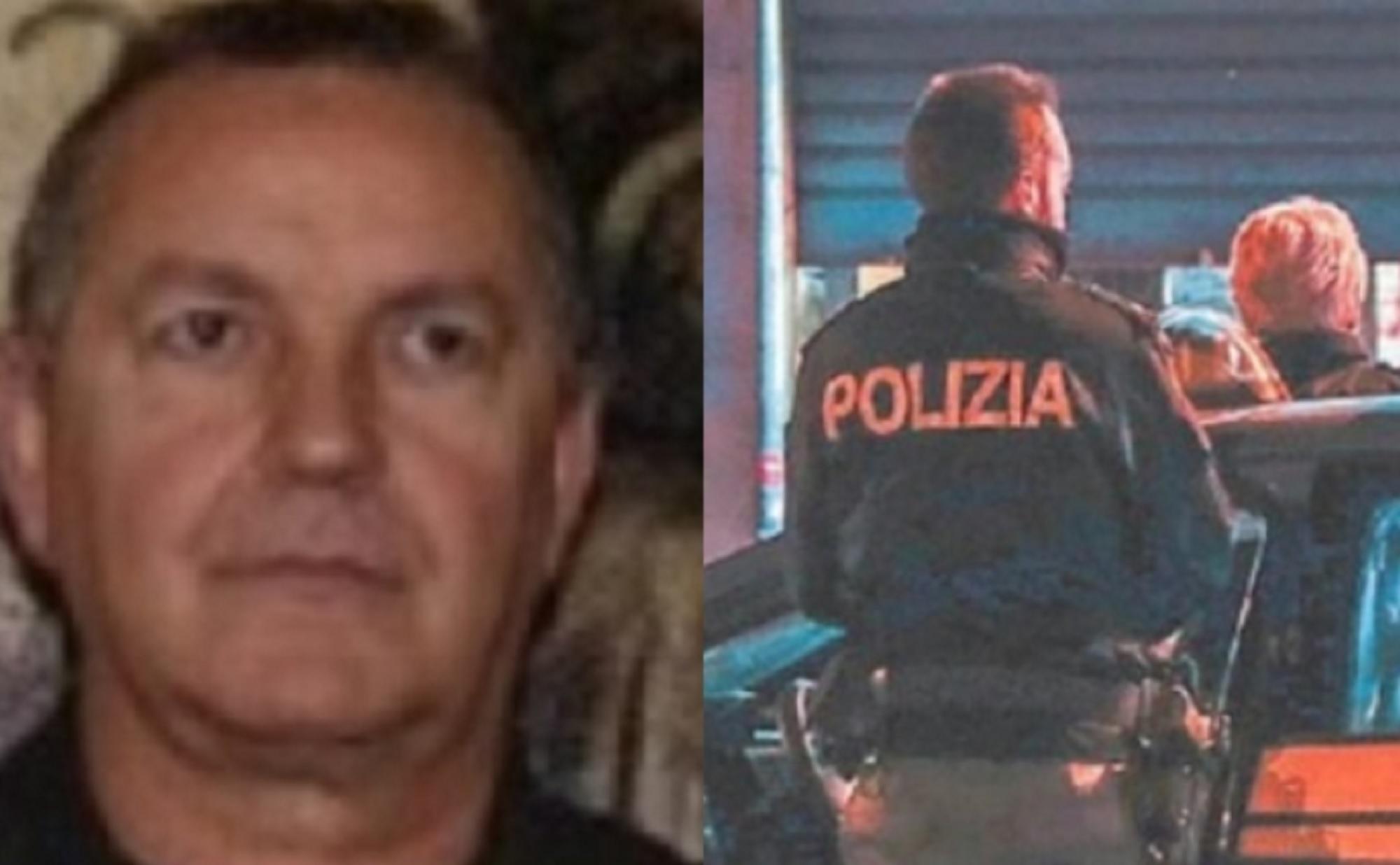A sinistra Giuseppe Mazzotta. A destra agenti della polizia
