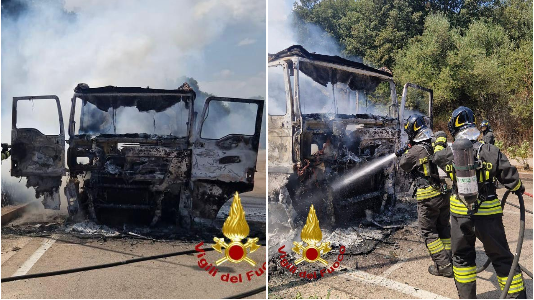 A fuoco un camion sulla provinciale 24: indagini in corso