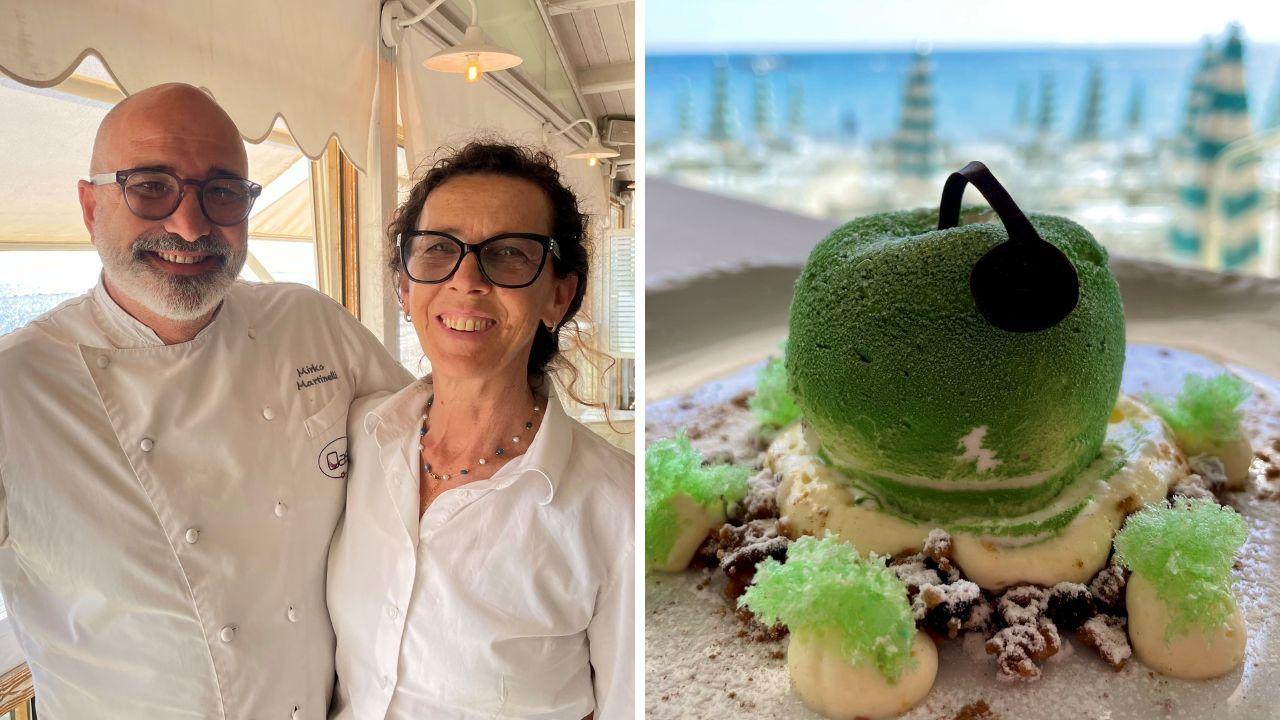 Mirko Martinelli con la moglie Valeria Scarlatti e semifreddo alla mela e salsa inglese