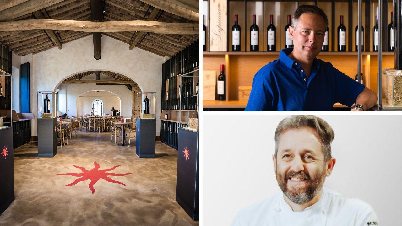 
	Il ristorante Terraforte, a dx in alto&nbsp;il proprietario della tenuta Il Terriccio, Vittorio Piozzo, in basso lo chef Cristiano Tomei

