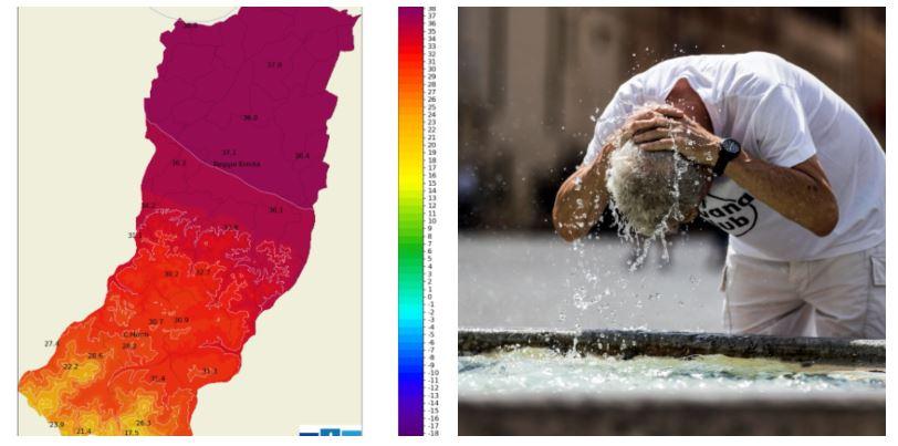 Caldo record: la temperatura più alta a Reggio Emilia con 37,6°C alle 17.15
