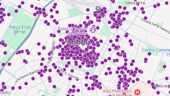 La mappa del centro storico “invaso” di annunci (Fonte: Airdna)