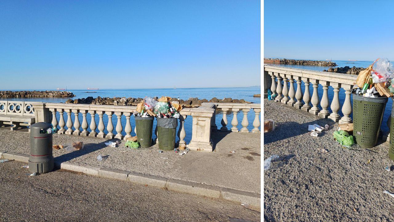 Livorno: piazza San Jacopo vista mare e rifiuti