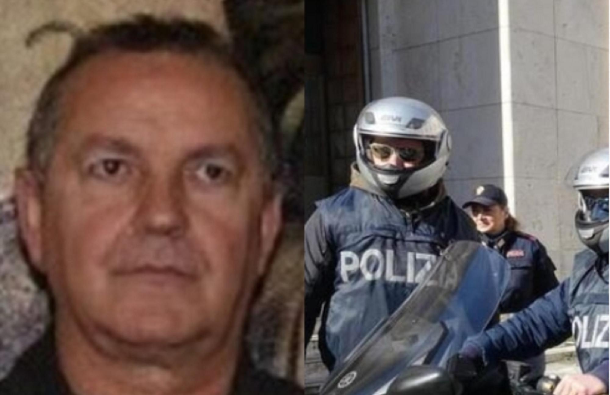A sinistra Giuseppe Mazzotta, a destra agenti della Squadra mobile