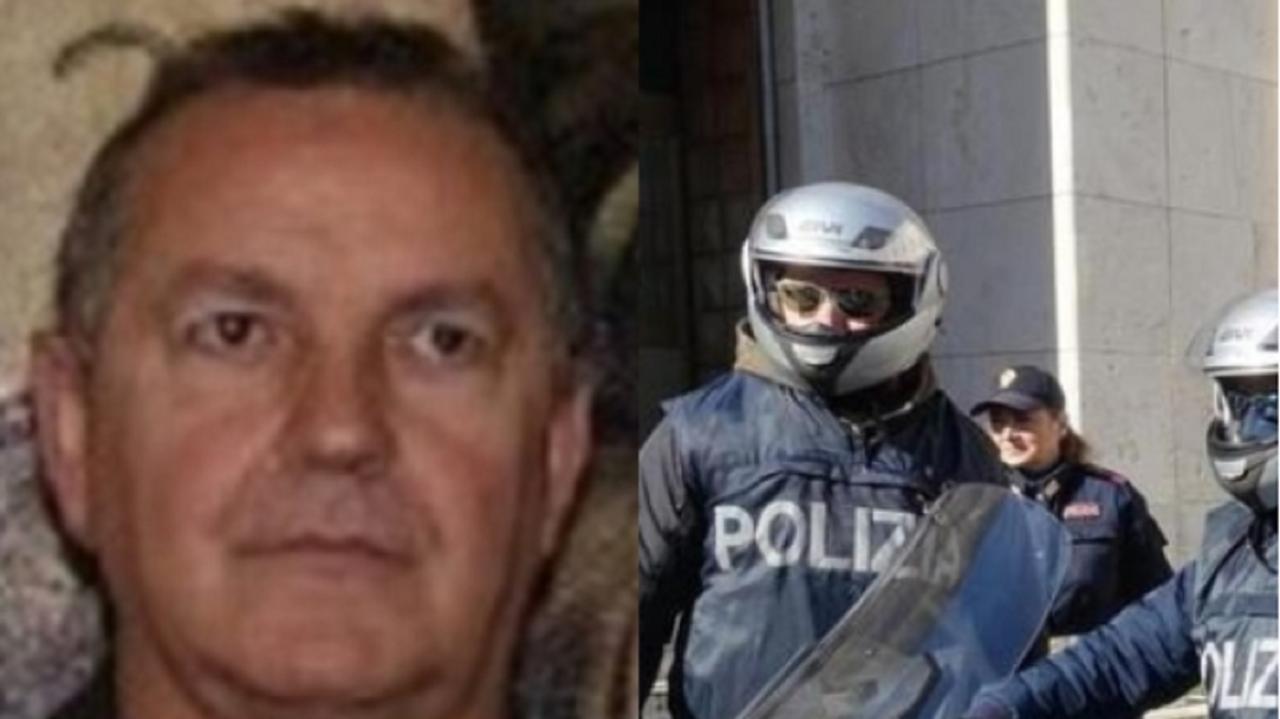 A sinistra Giuseppe Mazzotta, a destra agenti della Squadra mobile