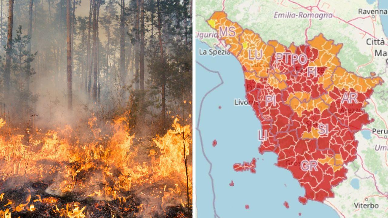 
	La mappa con le previsioni del rischio incendi

