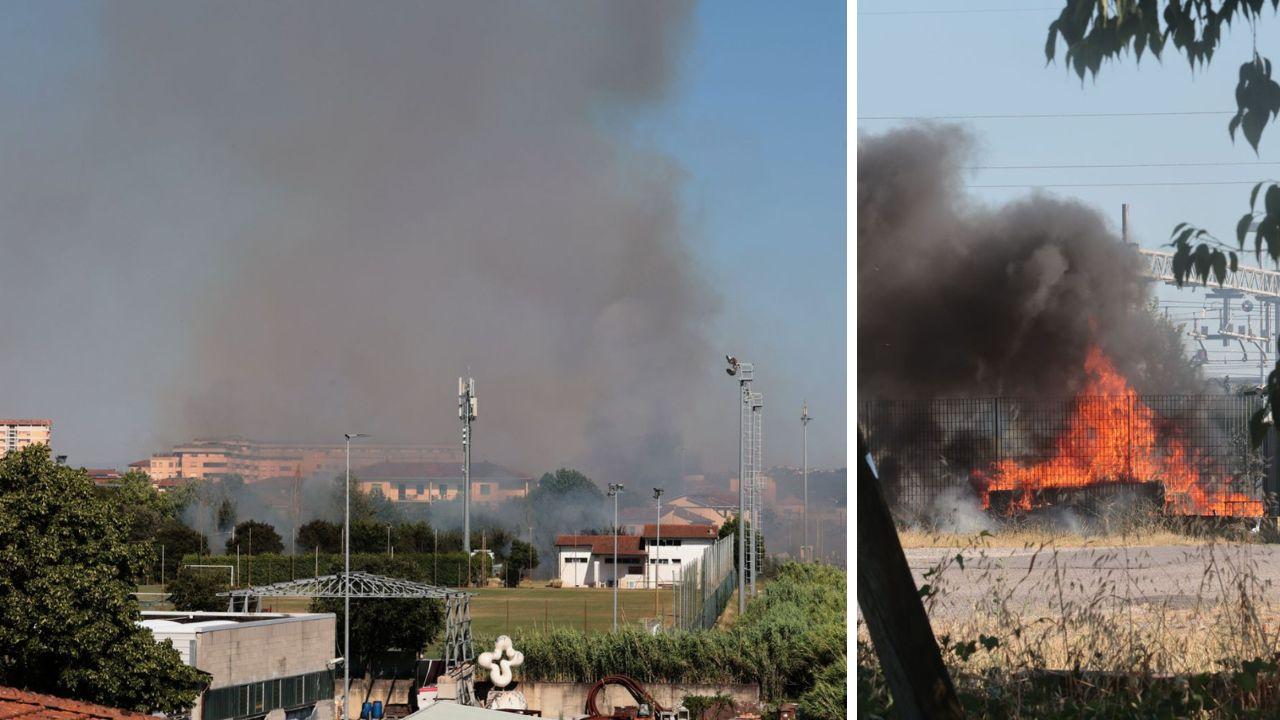 
	L'incendio a Pontedera (foto Stick)


