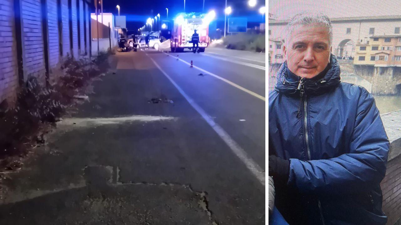 La vittima Fabio Peluso e il luogo dell'incidente