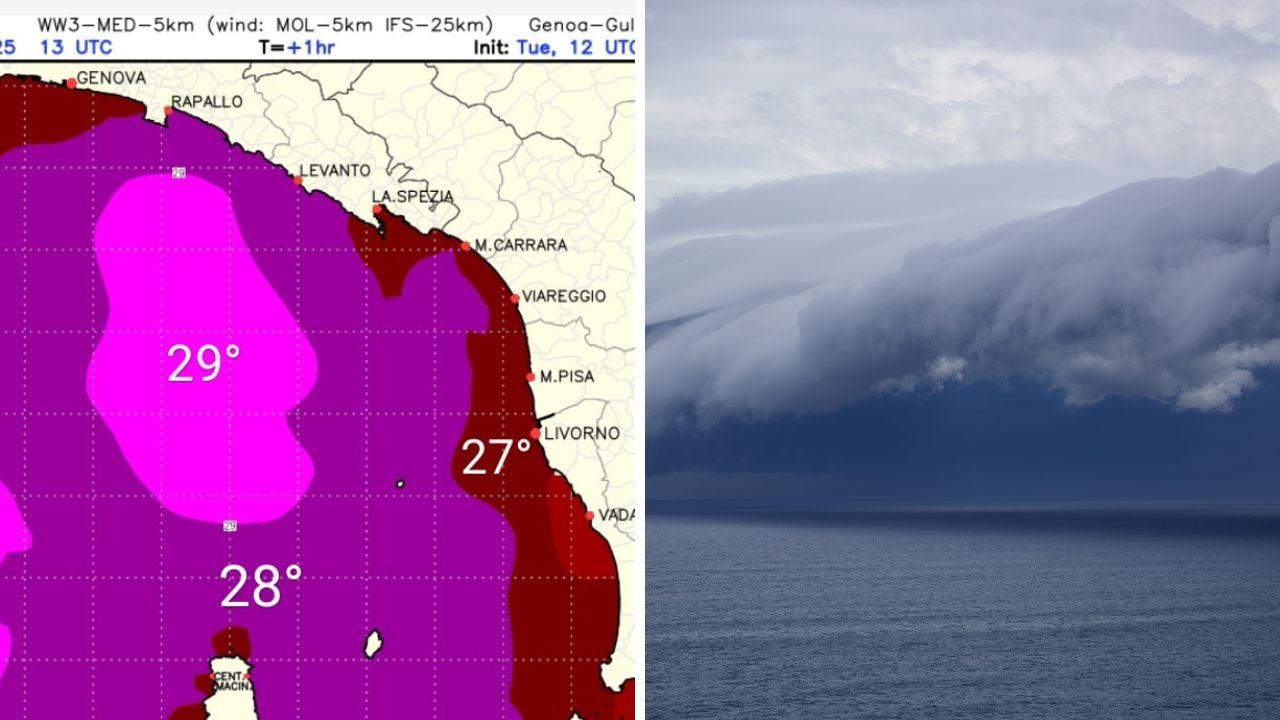 A sinistra la temperature del mare toscano 