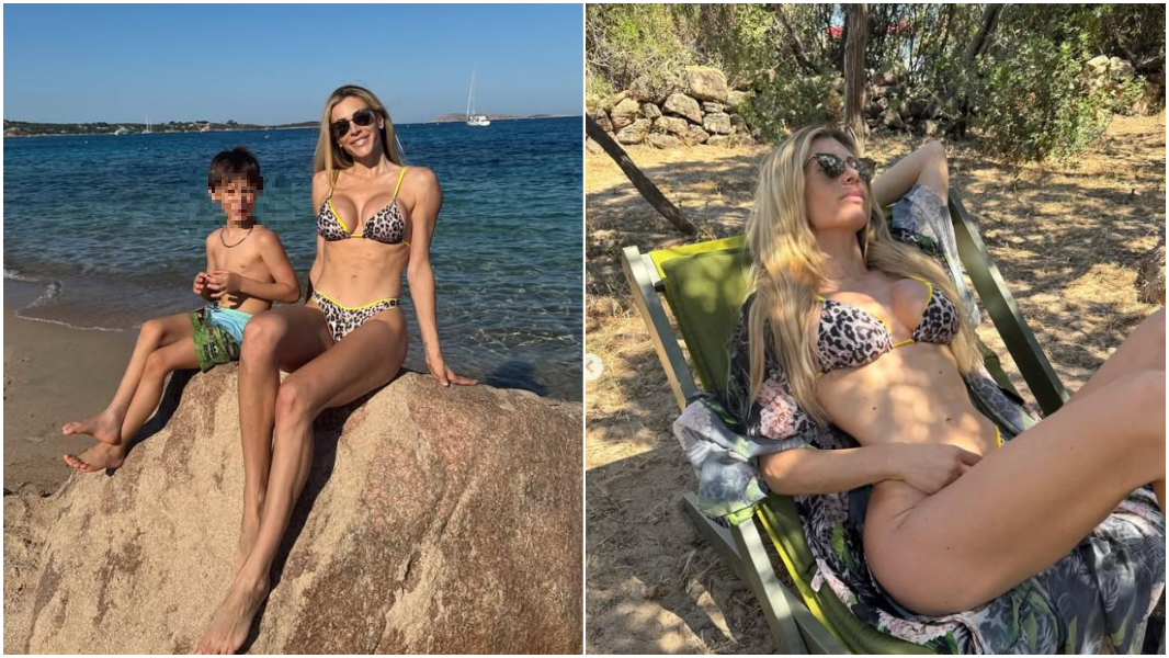 La showgirl Paola Caruso in vacanza in Sardegna con il figlio