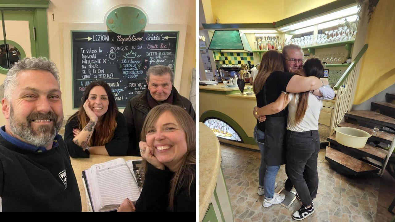 
	Vincenzo (dietro) con le figlie Rossana e Annarita e il genero Giacomo.&nbsp;L&rsquo;ultimo abbraccio del titolare con le figlie prima del passaggio di consegne

