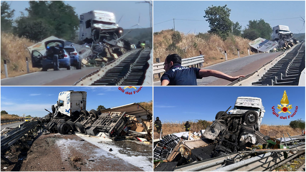 Tir si ribalta sulla 131 e invade la corsia: morto il conducente – VIDEO