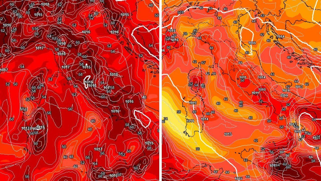 
	A sinistra la situazione attuale a destra quella dopo l'irruzione fresca (Meteociel.fr)

