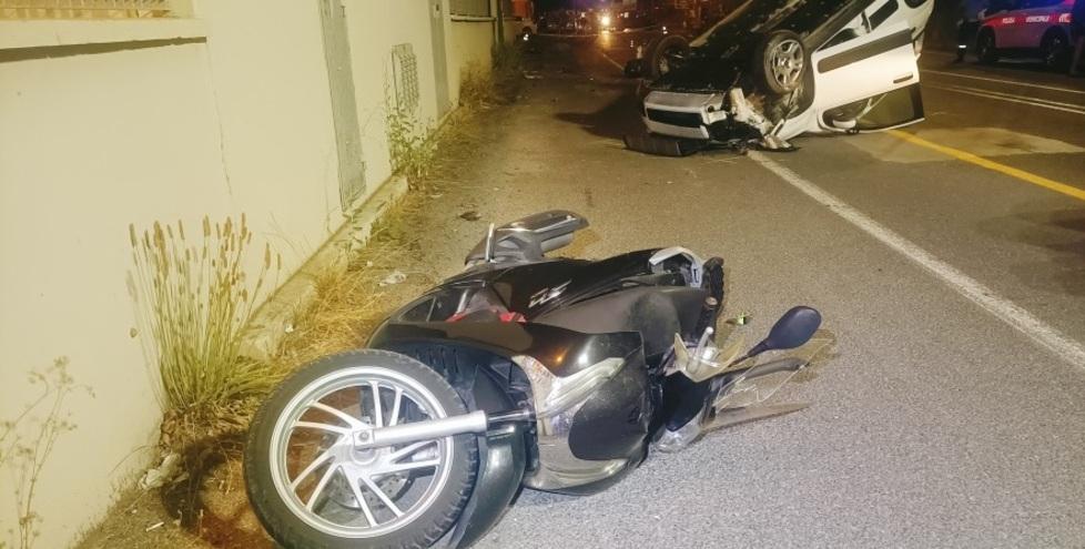 
	I mezzi coinvolti nell'incidente in via Leonardo Da Vinci a Livorno

