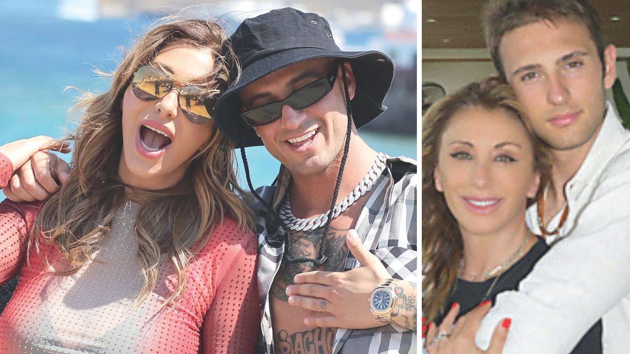 Sabrina Salerno con Ludwig, dj e producer, suo partner nell’ultimo singolo. A dx la cantante insieme al figlio Luca Maria
