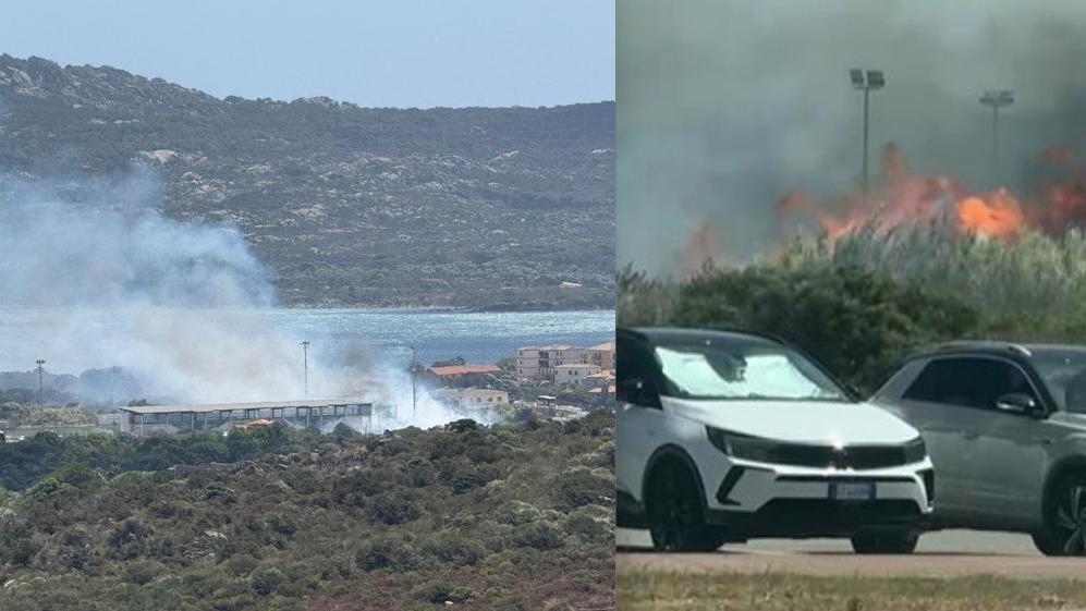 Incendio a La Maddalena: le fiamme attorno al campo sportivo
