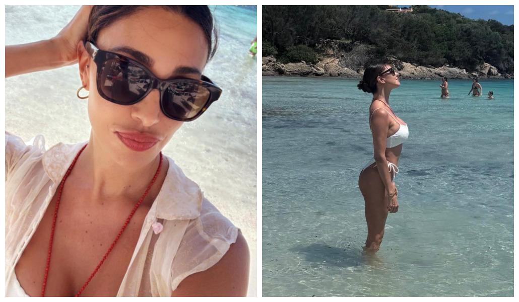 Vacanze vip, Belen Rodriguez in spiaggia a Cala Granu