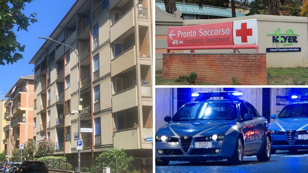 I condomìni di via Fossombroni (foto Agenzia Bf); l’ospedale Meyer e una pattuglia della polizia