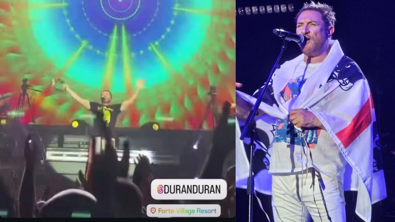 Duran Duran alla Forte arena, Simon Le Bon canta con la bandiera dei quattro mori