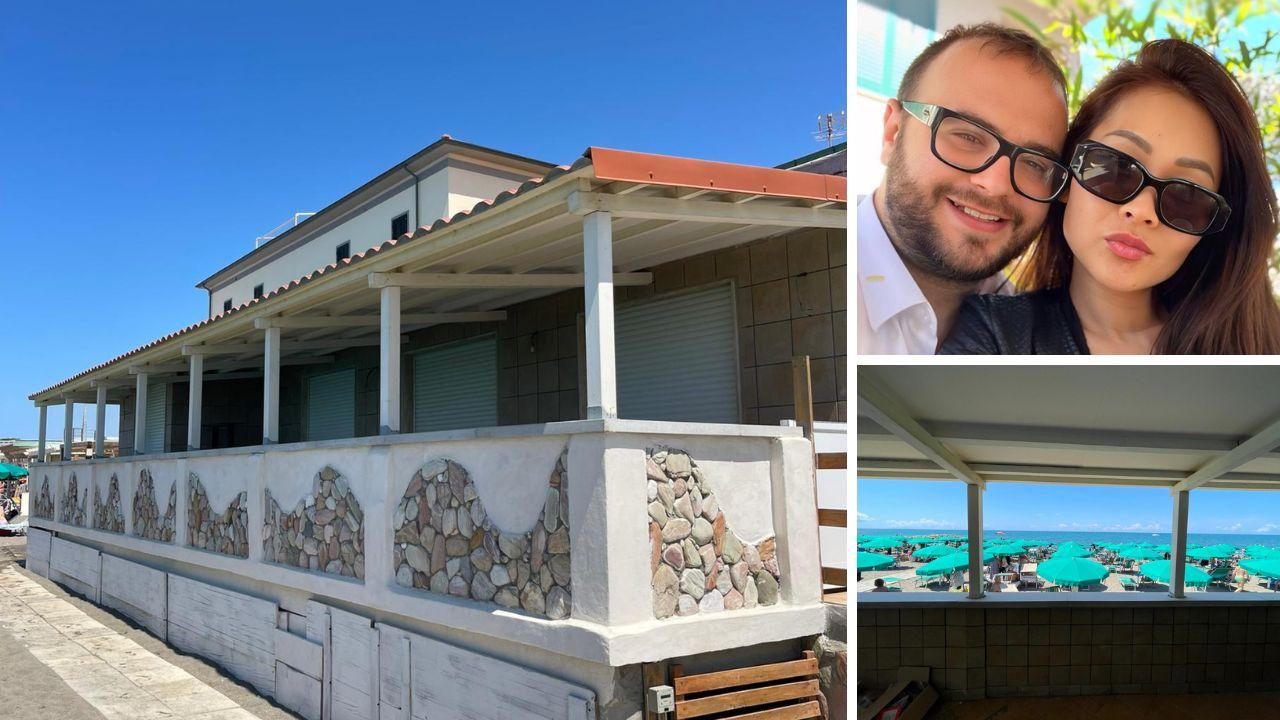 
	La terrazza ai bagni Aurora che presto ospiter&agrave; i tavoli, la vista dalla terrazza e&nbsp;Fabio Cosci con&nbsp;Huong Vo Thi

