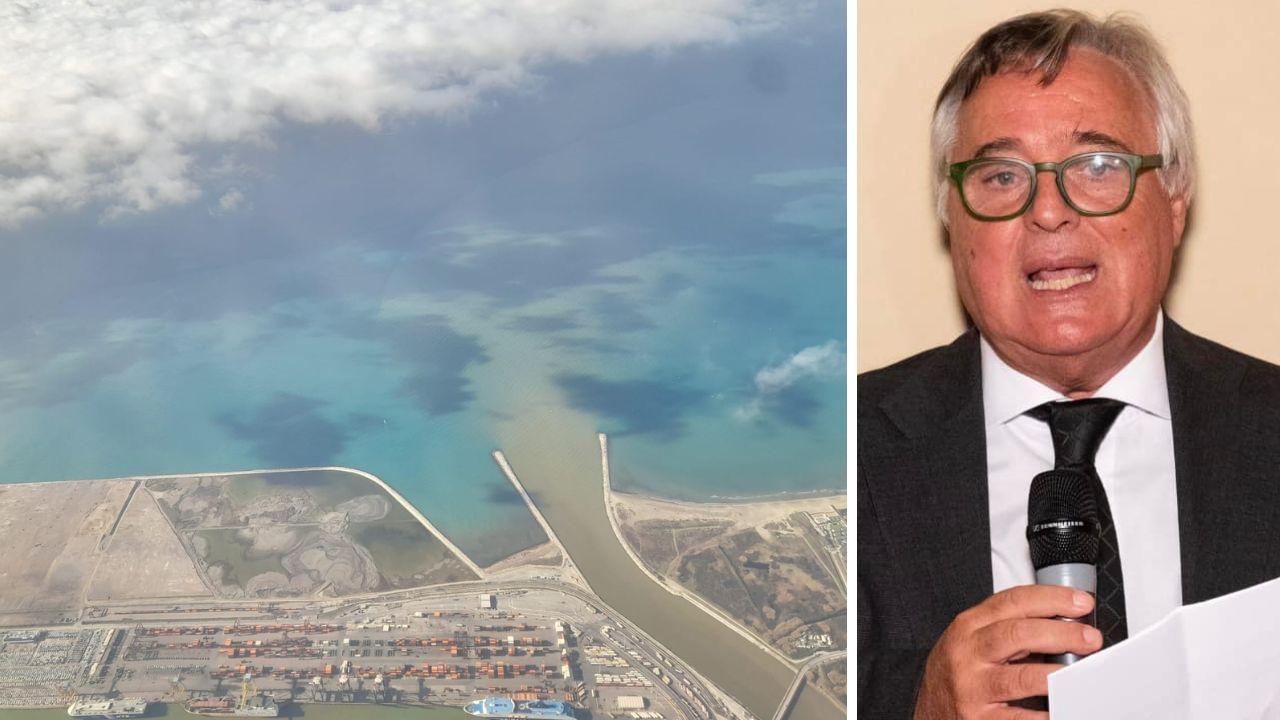 Una veduta aerea del cantiere della Darsena Europa (foto d’archivio) e Mario Bartoli, presidente regionale della Confederazione generale italiana dei trasporti e della logistica