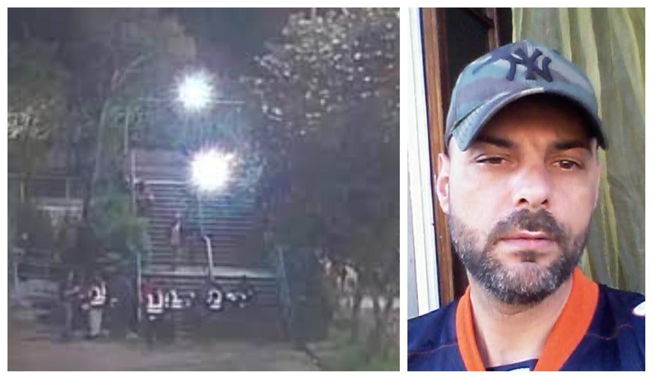 
	Nella foto il momento dell'aggressione e Antonio Morra, la vittima&nbsp;

