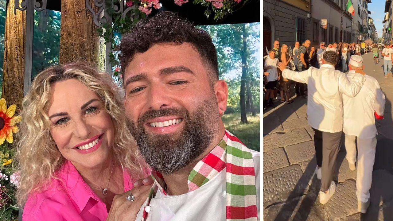 
	Vincenzo Capuano con Antonella Clerici; la fila fuori dal locale

