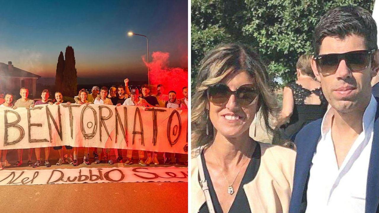 Lorenzo con gli amici e insieme alla madre