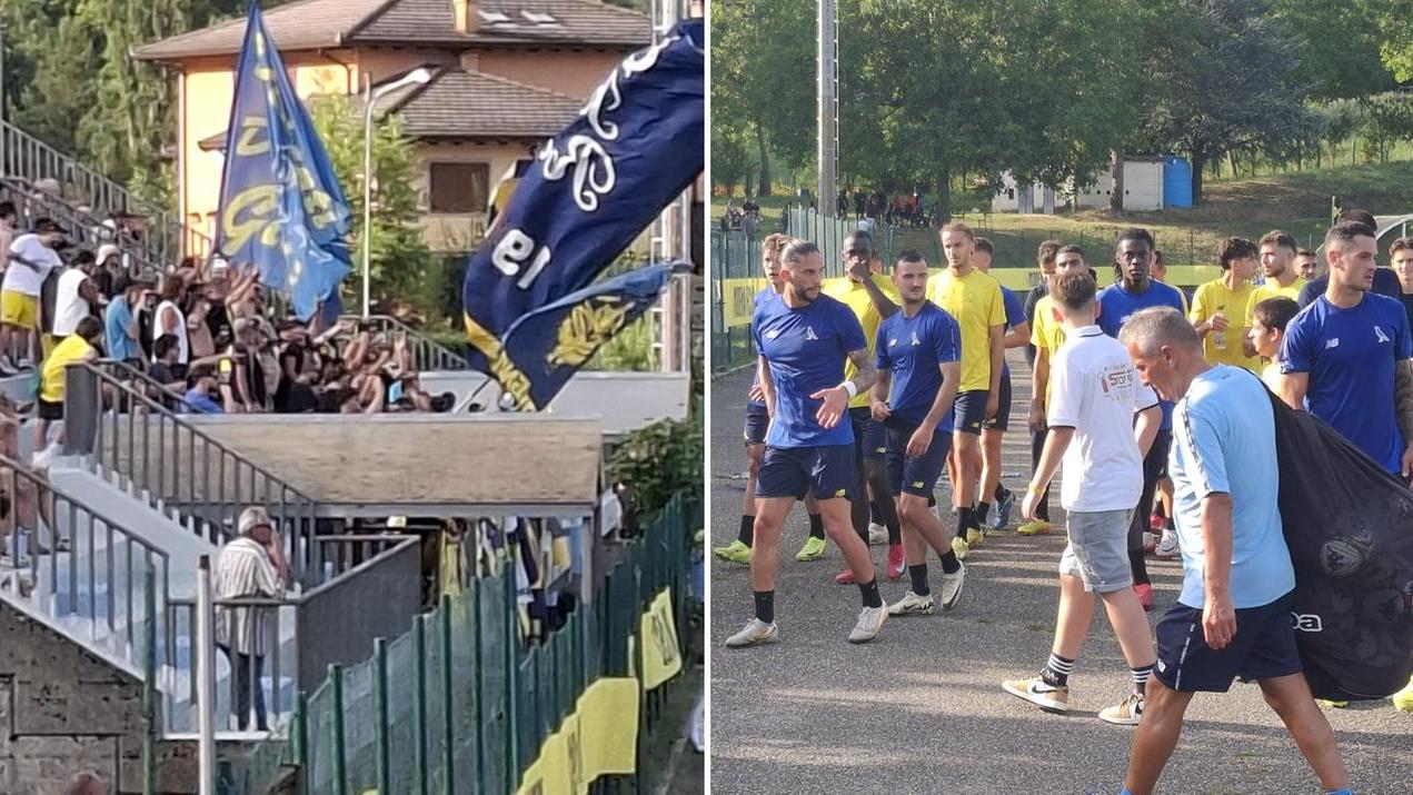 I tifosi del Modena e la squadra a Fanano