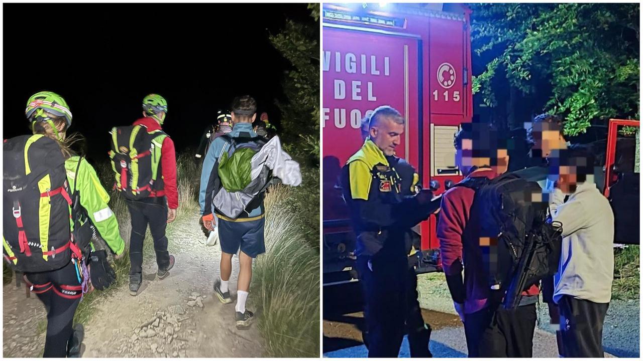 I tre giovani soccorsi dal Saer e dai vigili del fuoco