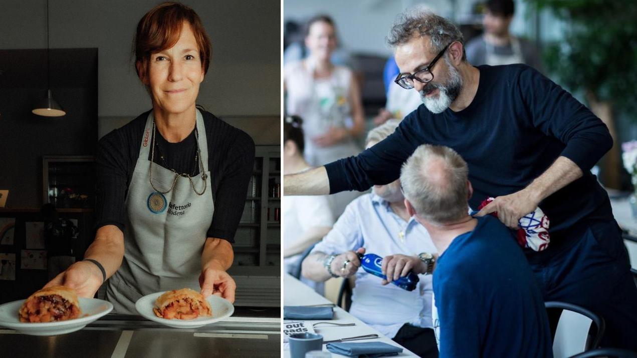 Lara Gilmore, presidente di Food for Soul, e il marito di Massimo Bottura