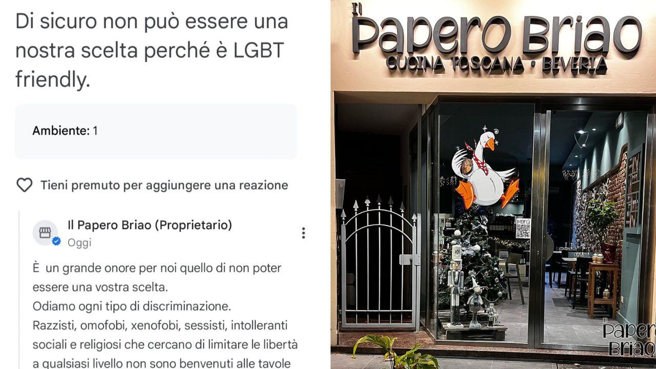 Montecatini, lascia recensione omofoba a un ristorante senza averci mai mangiato: «Siamo fieri di non piacervi»