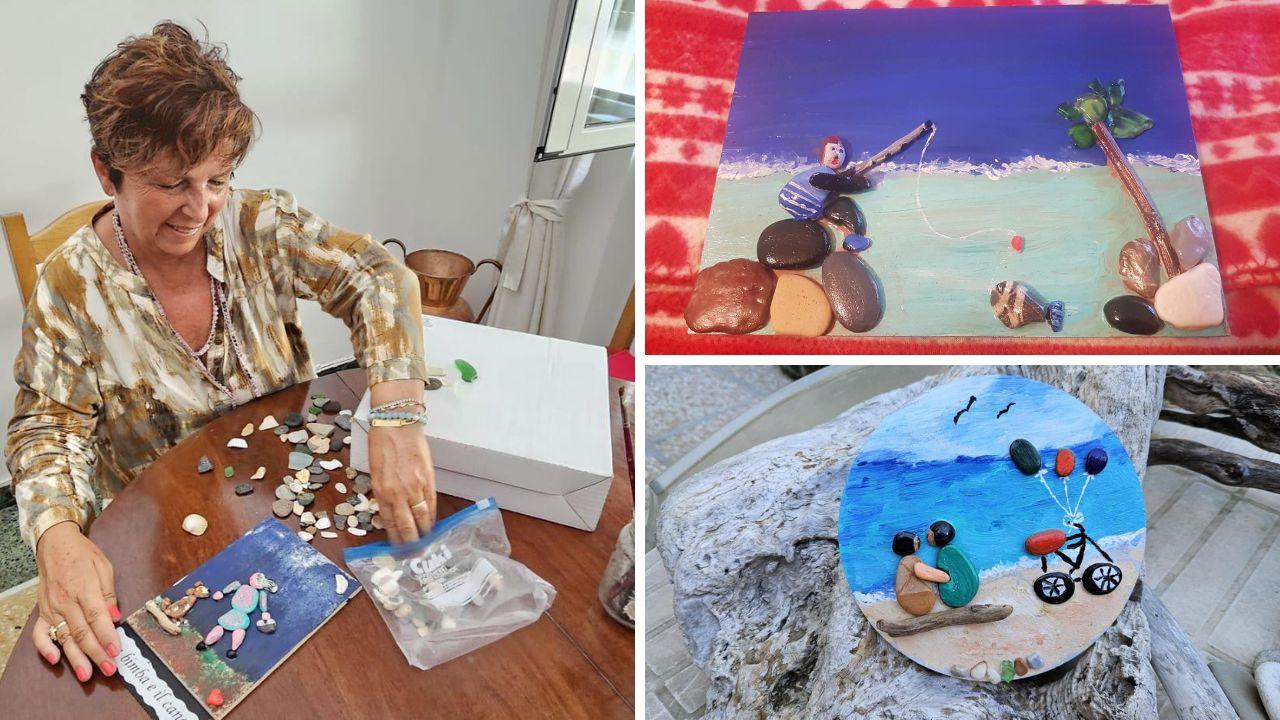 A Livorno i sassi della spiaggia diventano arte: la storia di Manuela la prof che fa quadretti con la pietra