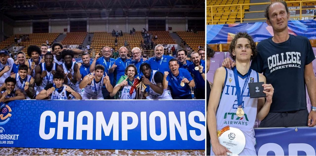 
	L'Italia campione d'Europa e Francesco Ferrari con pap&agrave;

