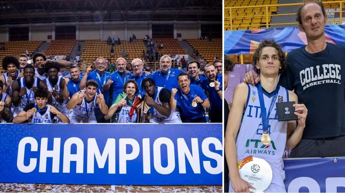 L'Italia campione d'Europa e Francesco Ferrari con papà