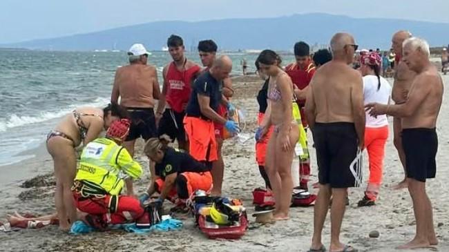 I soccorsi sulla spiaggia di Arborea