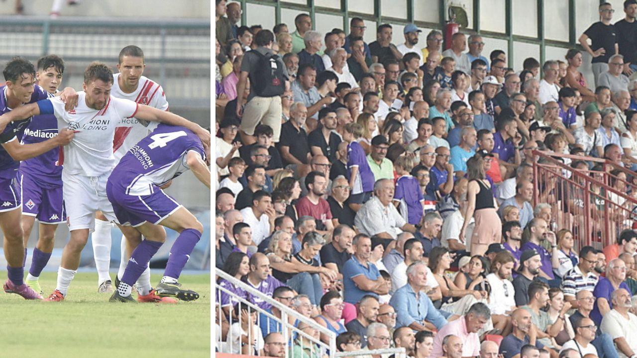 Un momento del match e il pubblico sugli spalti (Foto: Agenzia BF)