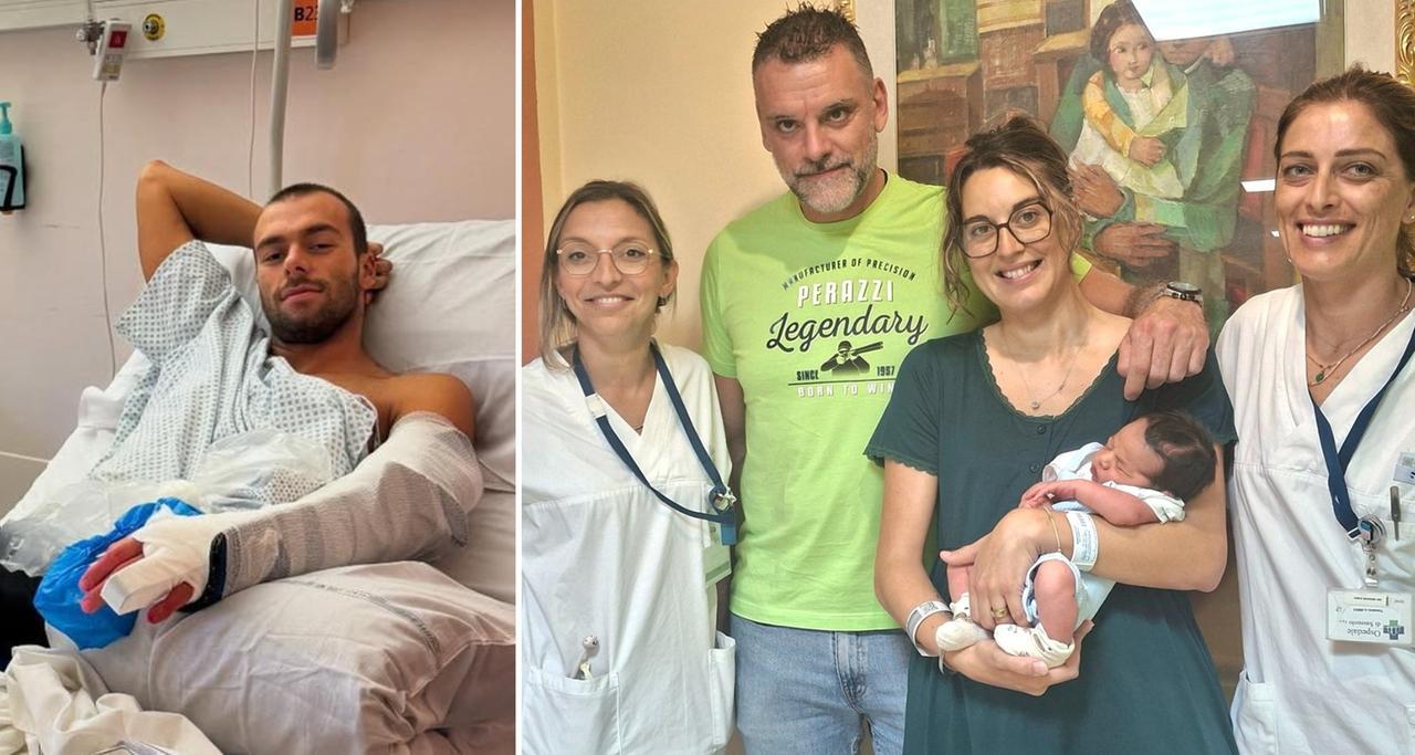 
	Paltrinieri operato e Jessica Rossi con il piccolo David

