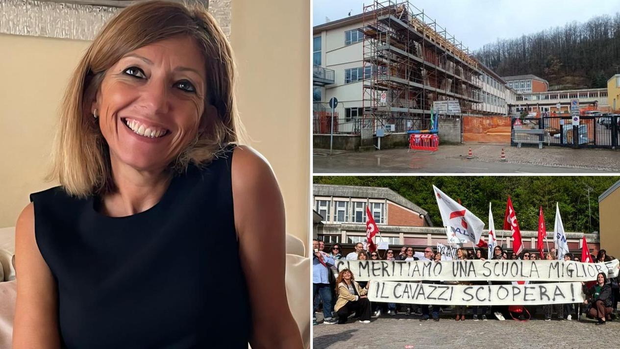 Annalisa Mazzetti e, a destra, la scuole e le recenti proteste