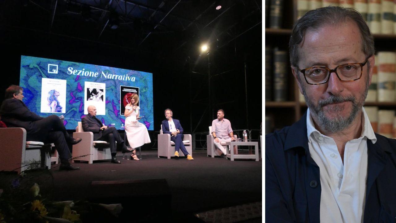 Un momento della serata e il vincitore, Diego De Silva (Foto Paglianti)