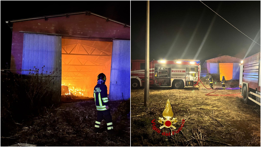 Incendio nel capannone di un’azienda agricola: sospetta origine dolosa
