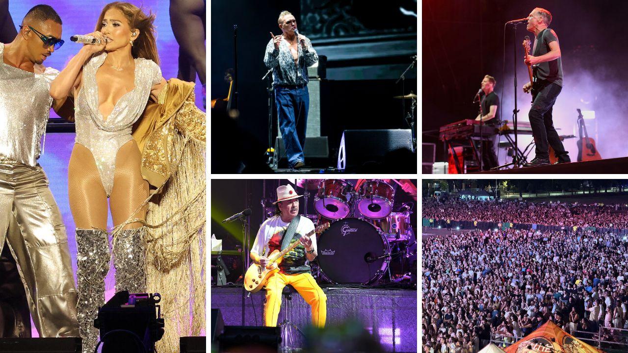 
	Da sx Jennifer Lopez, Morrissey, Bryan Adams, Santana e il&nbsp;pubblico per il concerto di JLo

