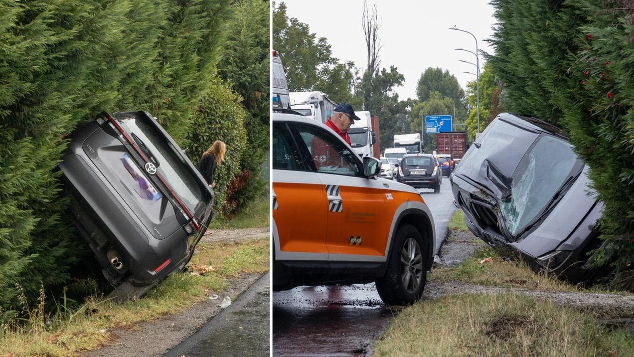 L'auto finita nel fossato in via Emilia Ovest