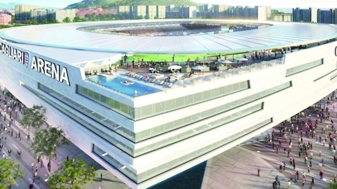 Il rendering del progetto per il nuovo stadio del Cagliari