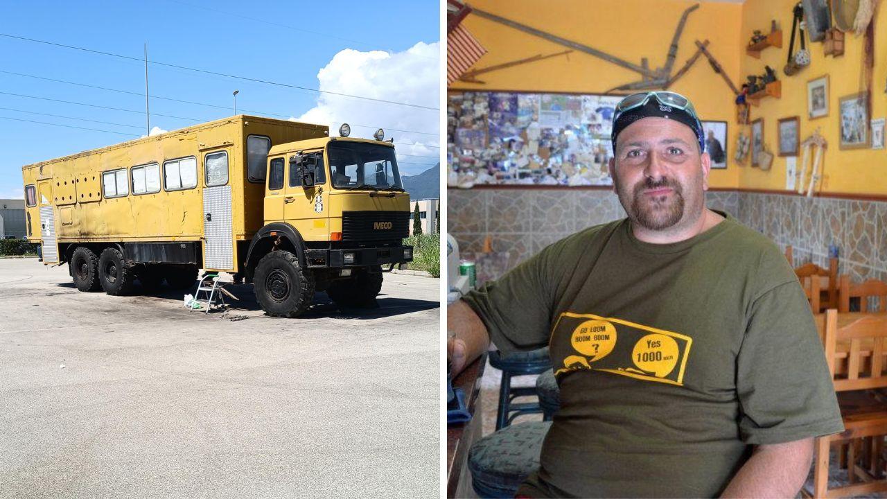 Il camion dove è stato trovato e il 47enne