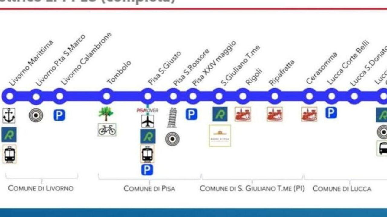 Le fermate della metropolitana di superficie Livorno-Pisa-Lucca