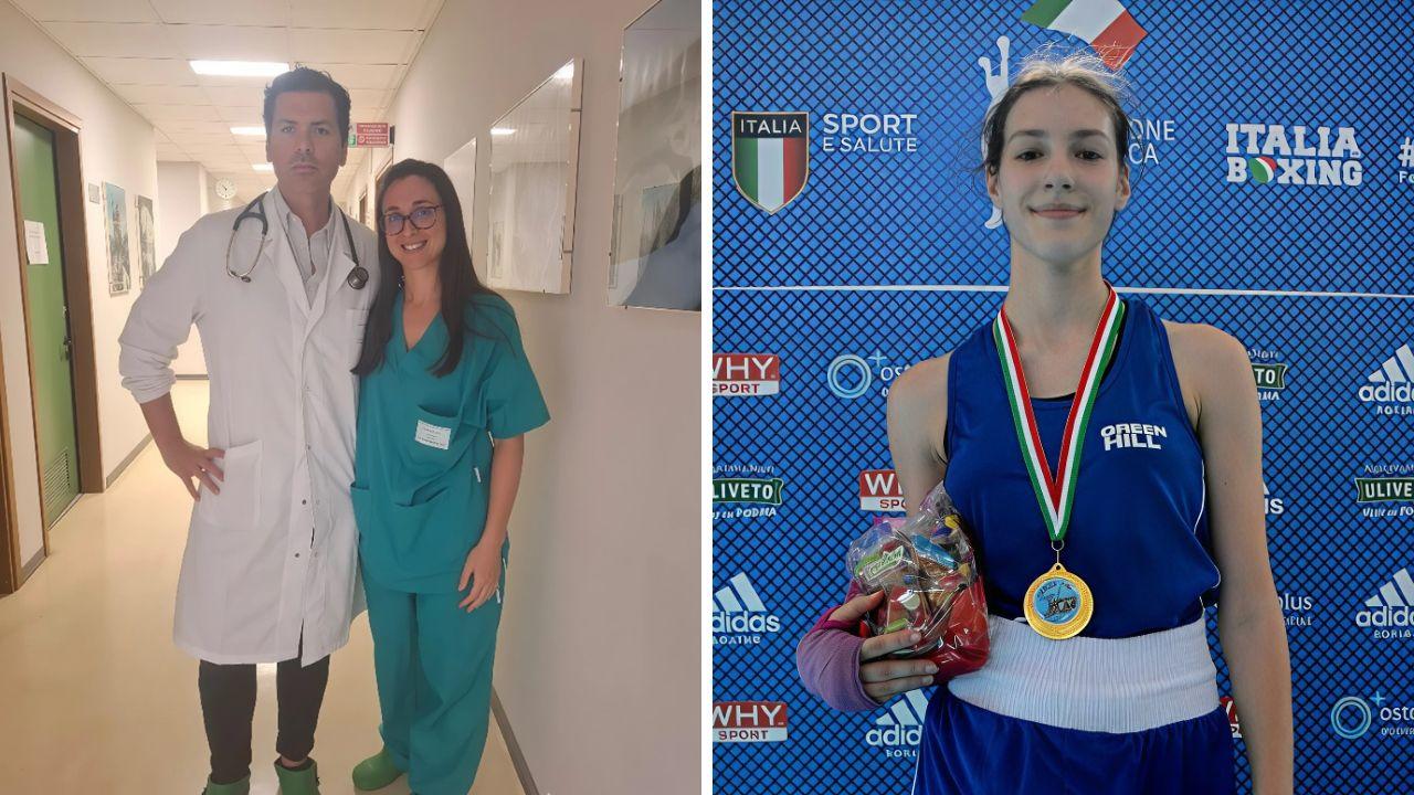 La dottoressa Silvia Garibaldi, il dottor Andrea Rossi e la giovane sportiva